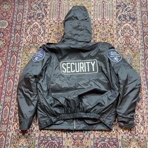 VTG  National Patrol Allied Universal Security Jacket Large Black Insulated Hood